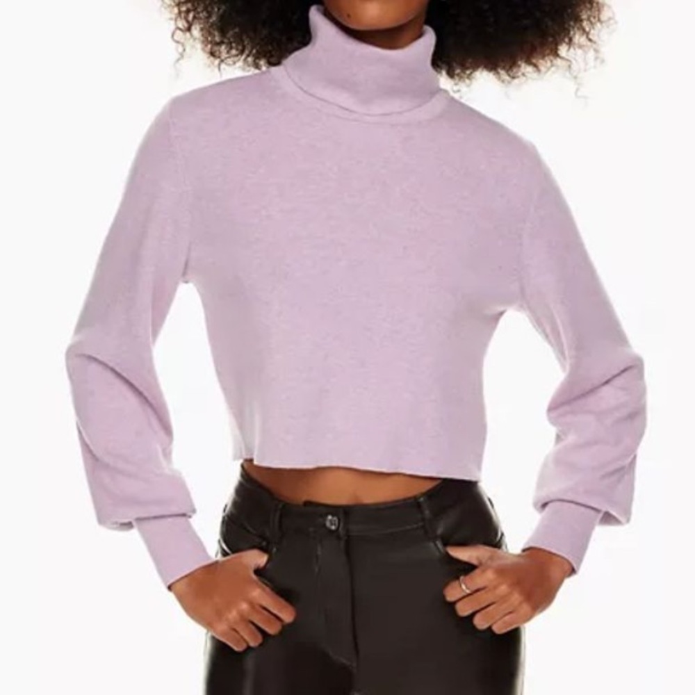 Wilfred Lavender Cropped Turtleneck Sweater